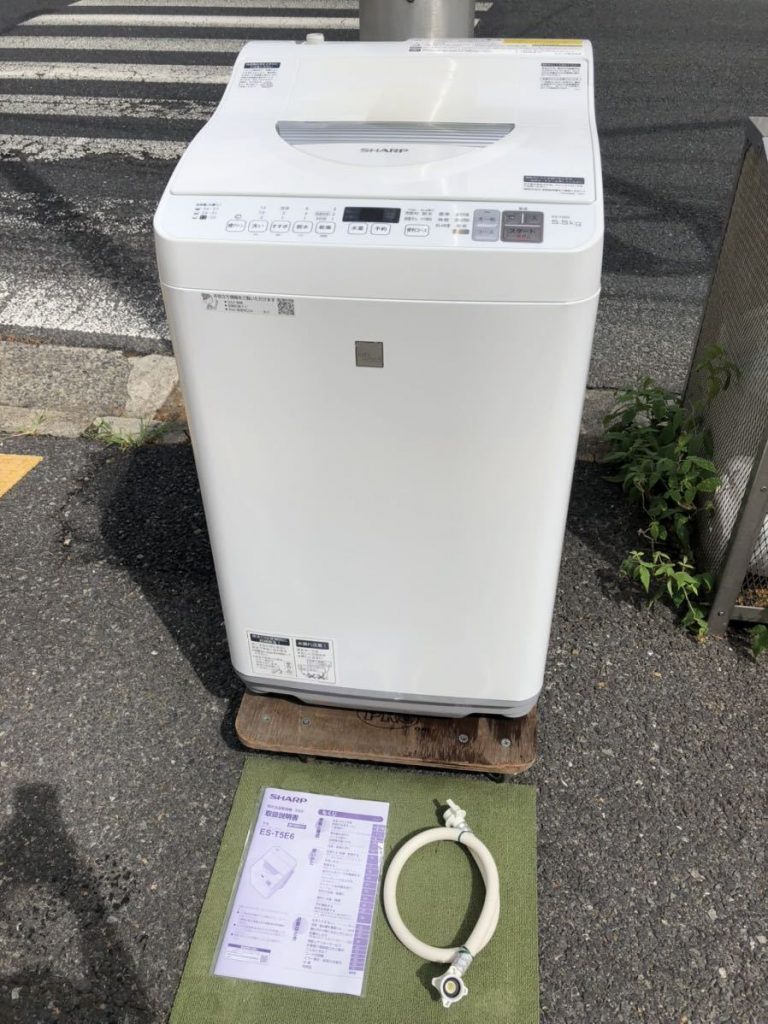 R◇完動品!! SHARP シャープ ES-T5E6-KW 全自動洗濯乾燥機 洗濯5.5kg  